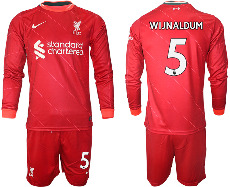 Men 2021-2022 Club Liverpool home red Long Sleeve #5 Soccer Jersey->liverpool jersey->Soccer Club Jersey